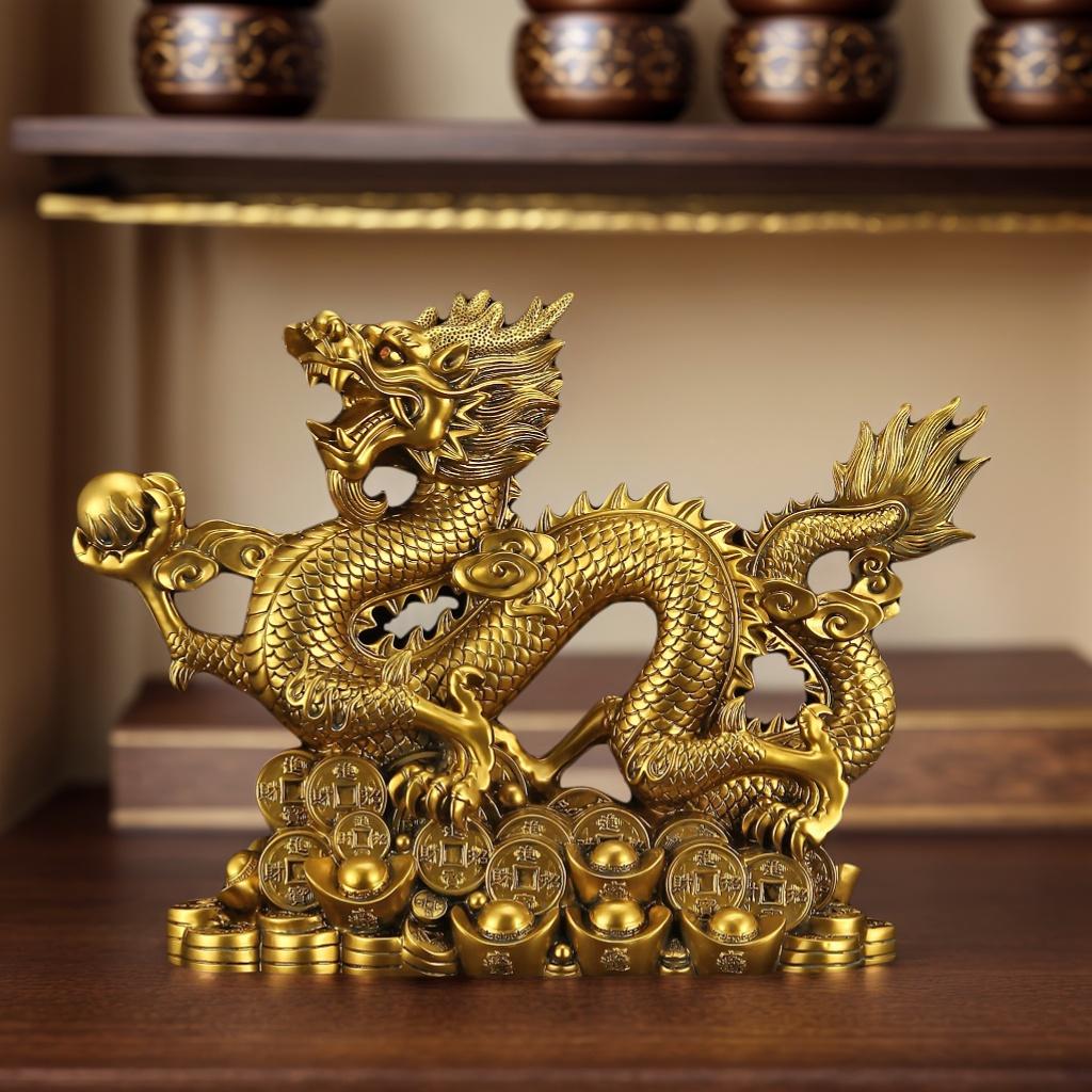 Feng Shui Bring Wealth Money Dragon Statue Wealth Handcrafted Zodiac Mascot Home Decor Office Entryway Decor Chinese Culture