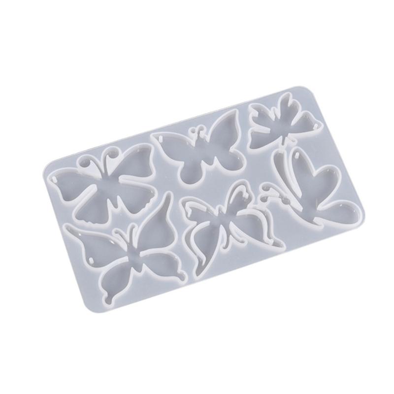Cute for Butterfly Resin Mold Silicone Keychain Mold Pendant Epoxy Casting Mould with Hole for DIY Crafts Jewelry Making