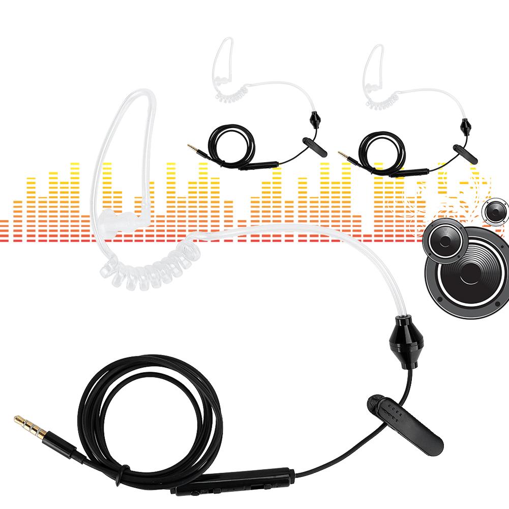 3 Sets HRT‑1 Mobile Phone Air Tube Headset with Microphone 3.5mm Plug Wired EarphoneBlack