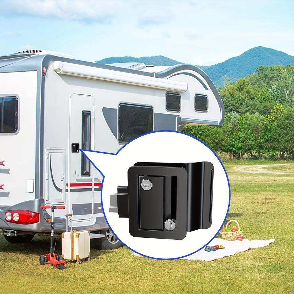 RV Entrance Door Lock Upgraded Black and White RV Door Lock Double Opening Safe and Practical RV Door Lock Easy To Install