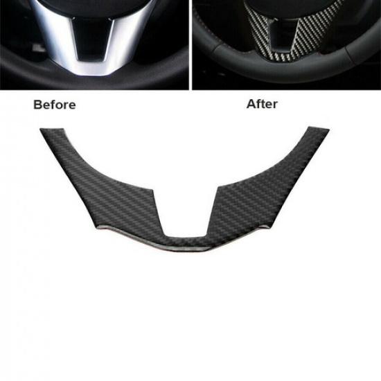 Carbon Fiber Interior Steering Wheel Trim Cover Fit For Mazda 3 Axela 2014-2016