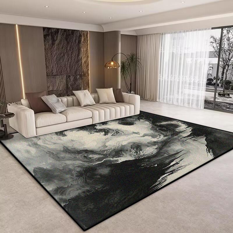 Nordic Livng Room Carpet Home Decoration Abstract Black Rug Bedroom Decor Area Rugs Washable Non-slip Dining Room Floor Mat