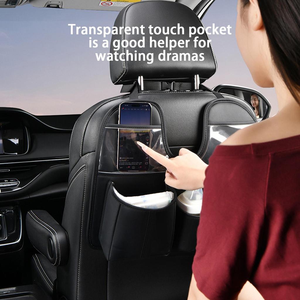 Back Seat Organizer Large Leather With Tablet Cup Holder Back Of Seat Car Organizer Protector For SUV RV Truck Sedan Kids Toys
