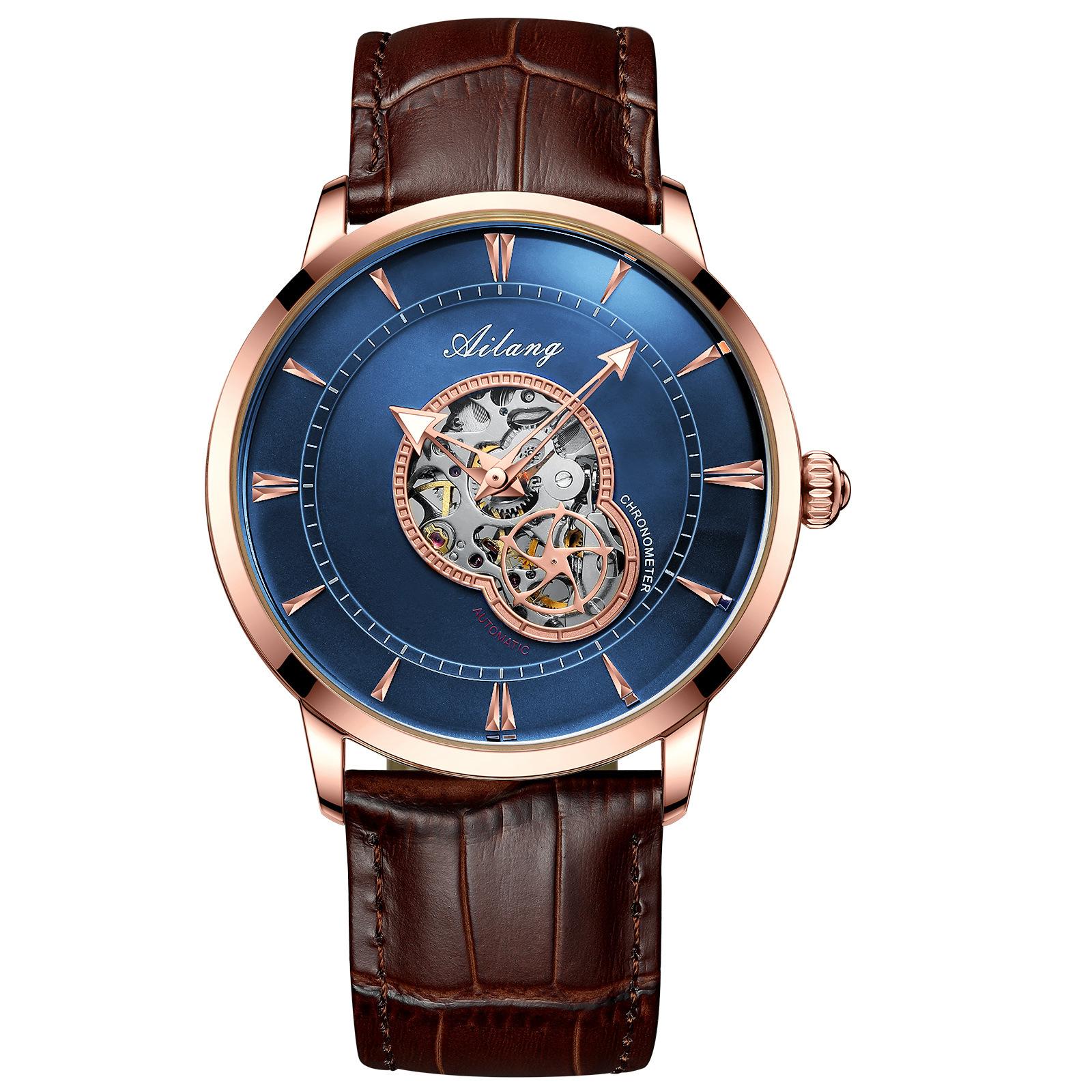 

Новий автоматичний механічний годинник AILANG, порожнистий чоловічий годинник, ультратонкий водонепроникний годинник