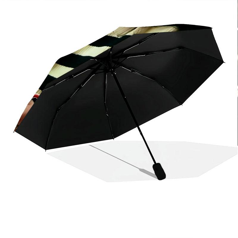 1 PC Automatic Folding Umbrella - Billie Eilish Custom Name Pattern, Portable & Foldable Design with 8 Ribs, Christmas Birthday Gifts