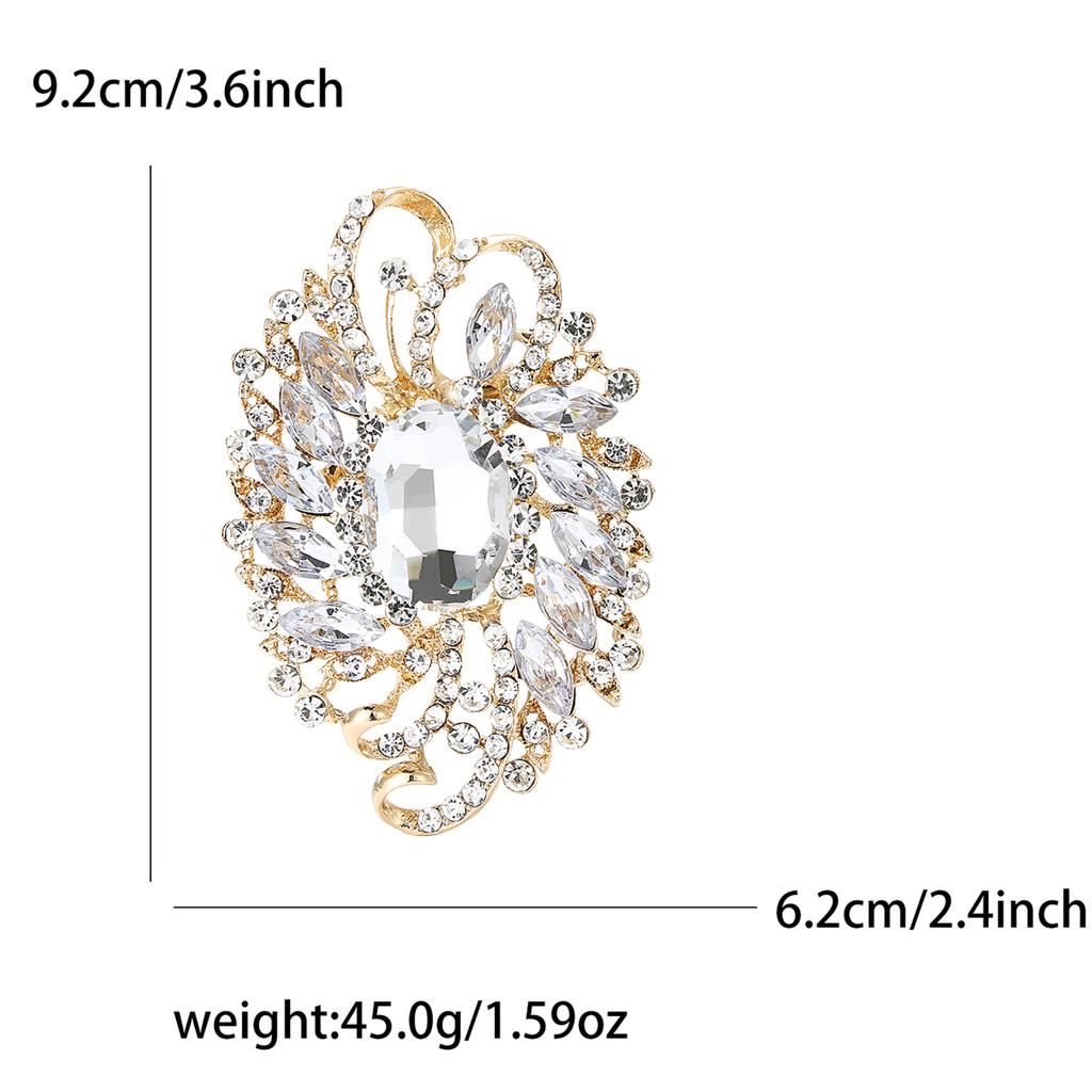 African Exquisite Alloy Full Diamond Large Glass Brooch High-End Fashion Women'S Clothing Corsage Jewelry Pin