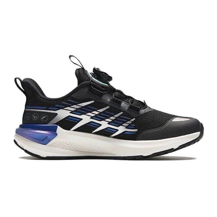 Anta Kids Victory Tough Bounce 2.0 Comfortable Versatile Trendy Non-Slip Low-Top Kids Running Shoes Kids Sneaker Black Blue 312345502-9