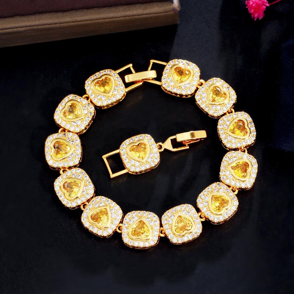 

Хип-хоп браслет из леденцового сахара, красная любовь, полностью бриллиантовый, винтажный ювелирный браслет, кубинские циркониевые аксессуары жёлтый