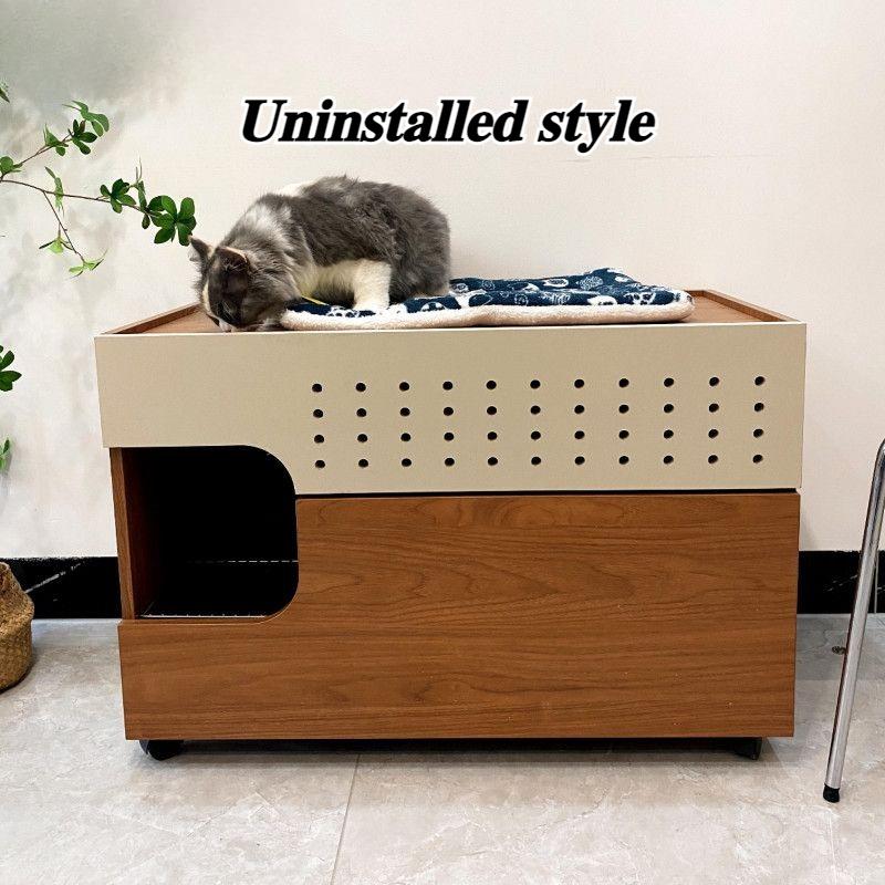 

Solid Wood Cat Litter Cabinet Anti-sanding Closed Anti-odor Cats Toilet Cat Litter Cabinets Sand Filter Pet Products Accessories