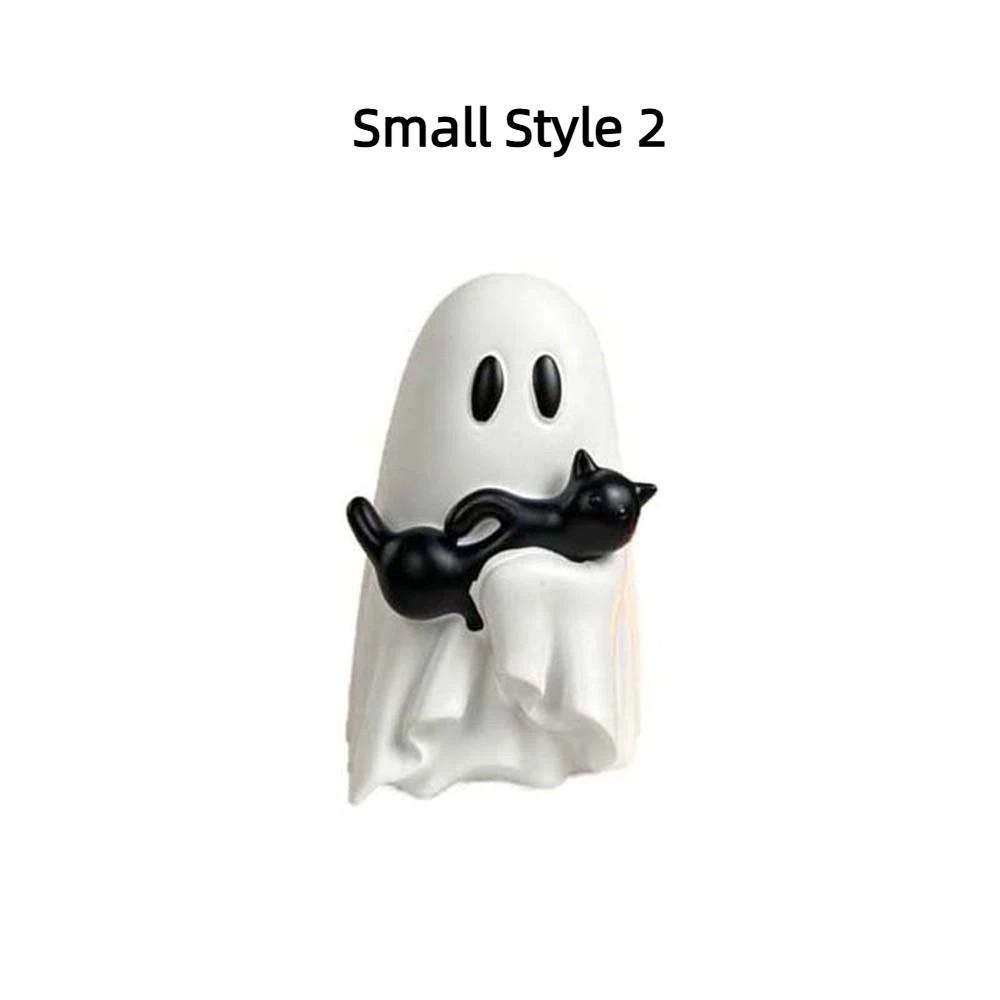 Cute Style Spooky Ghost Statue Smooth Surface Halloween Table Decor Ghost Cat Ornament Office Desk
