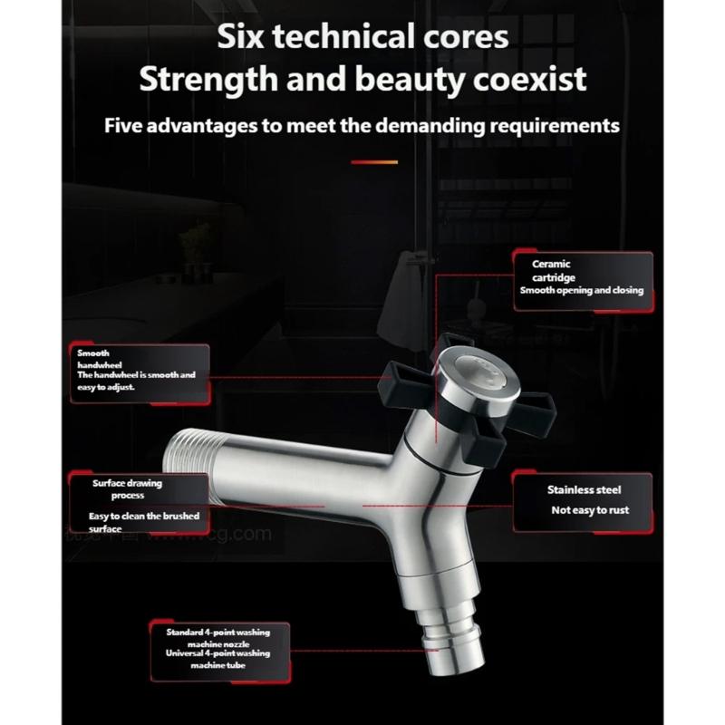 Strong Steel Laundry Faucet Quick Connection Valves Easy Setups Modern Styles Fast Open Valves for Washing Machine