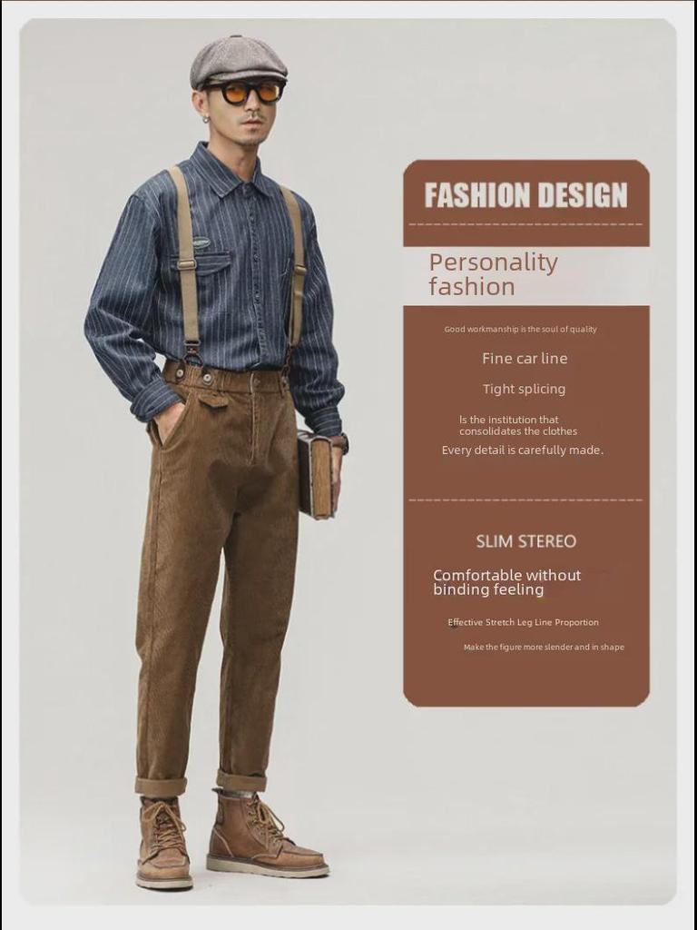 "Męskie spodnie sportowe w stylu retro punkowym - kombinezon w stylu brytyjskim"