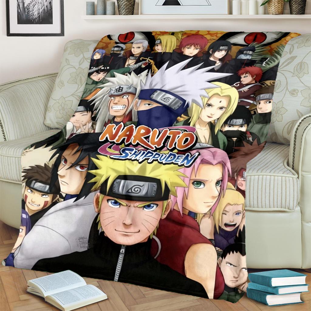 Anime-Naruto Print Blanket Warm Comfortable Flannel Blanket for Bedrooms, Sofas, Beds, Chairs, Picnics, Travel -LXR54