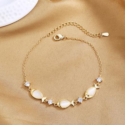 New Fashion Temperament Opal Small Fish Bracelet Female Ins Cold Wind Niche Design Simple Girlfriends Jewelry High-end Sense