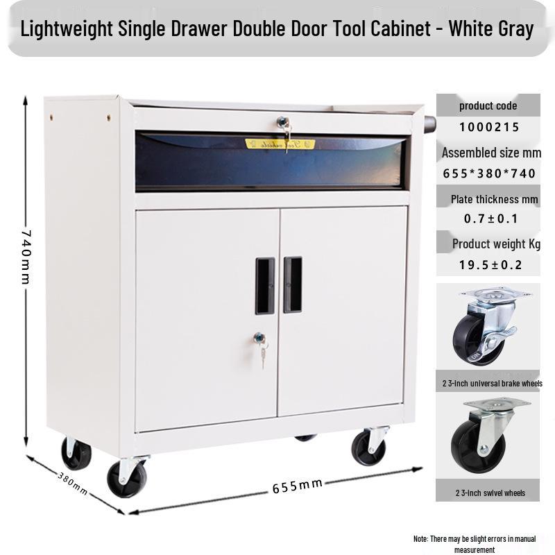 Mobile Locking Tool Trolley Cabinet with Pegboard and Drawers for Workshop Maintenance