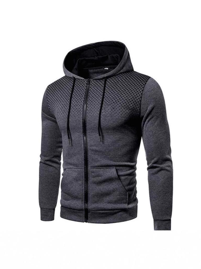 Men's Casual Sports Fitness Zip-Up Hoodie Jacket for Autumn and Winter