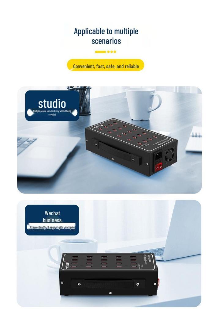Premium Aluminum Alloy Multi-Port Charger – 10 To 60 Ports, 300W Power Supply.