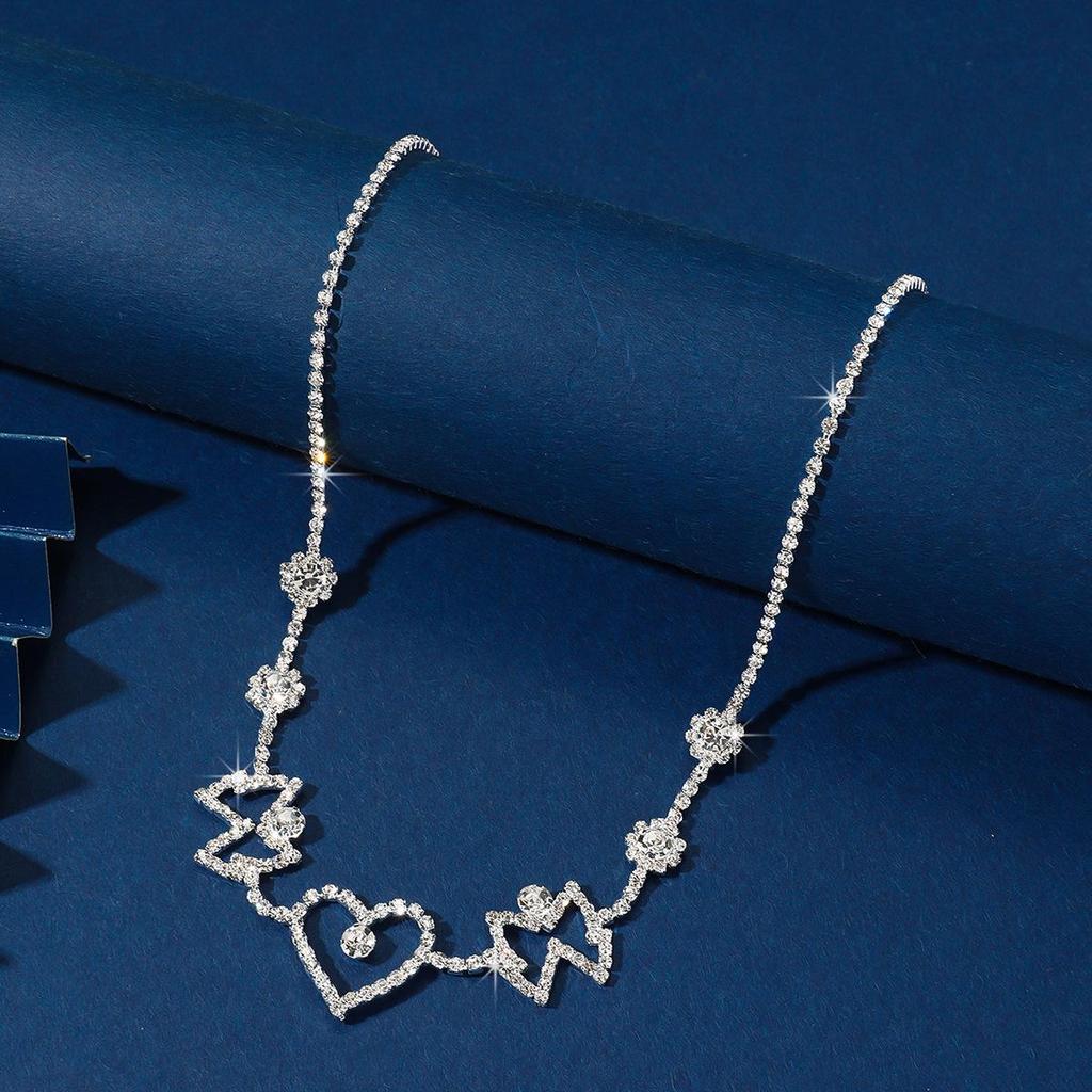 Trendy Butterfly Heart Rhinestone Necklace: Versatile Fashion for Banquets