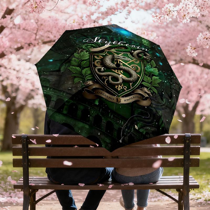 1PC Warner Slytherin Snake Automatic Open/Close Umbrella with Windproof, 17-Rib Sturdy Canopy, Durable Ribs1234A