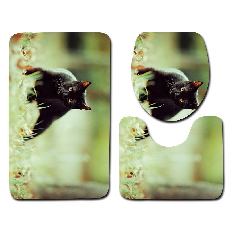 Toilet Three-Piece Floor Mat, Bathroom Three-Piece Carpet Doormat