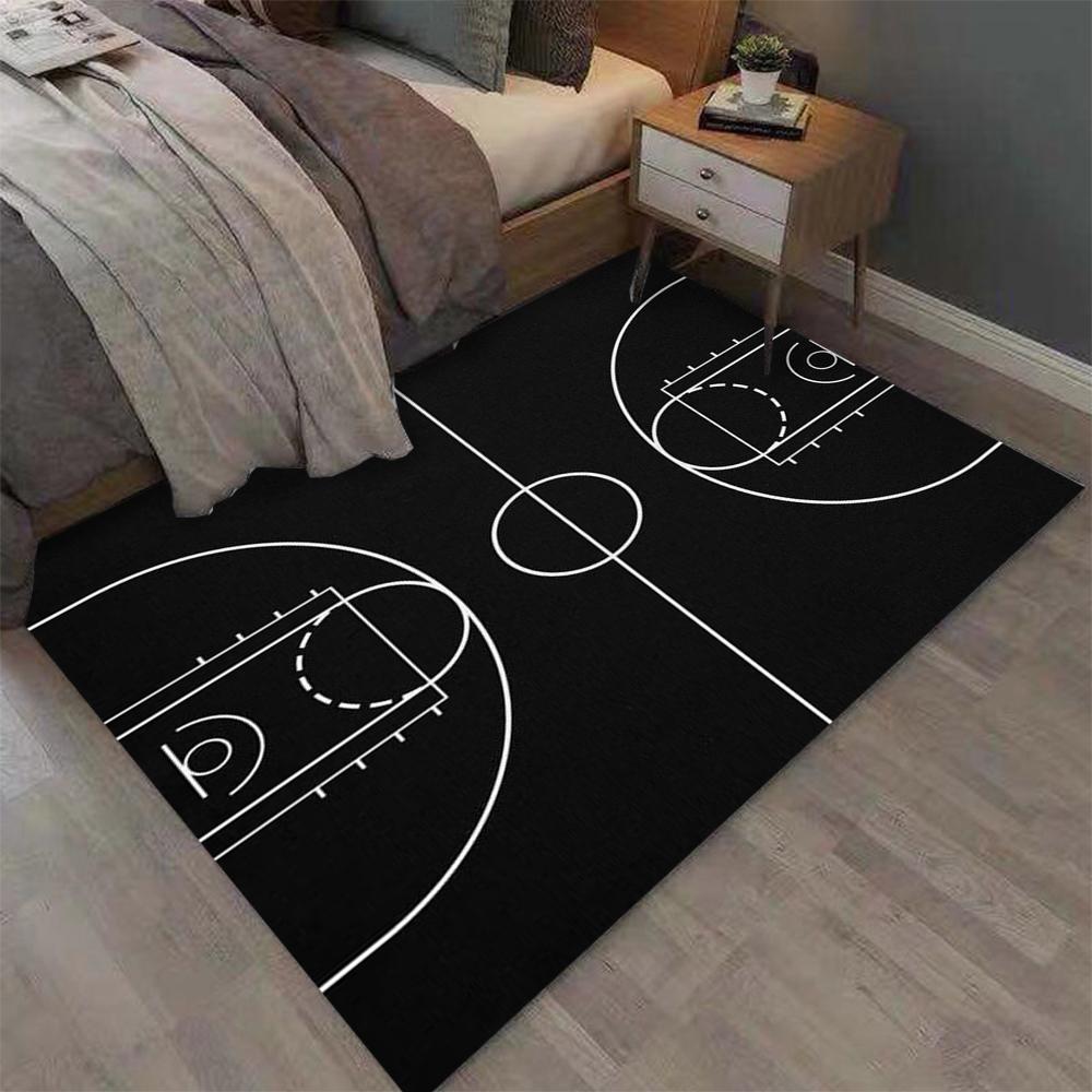Vibrant Basketball Court Style Floor Mat Living Room Bedroom Home Non Slip Floor Mat Living Room Decoration Washable Carpet