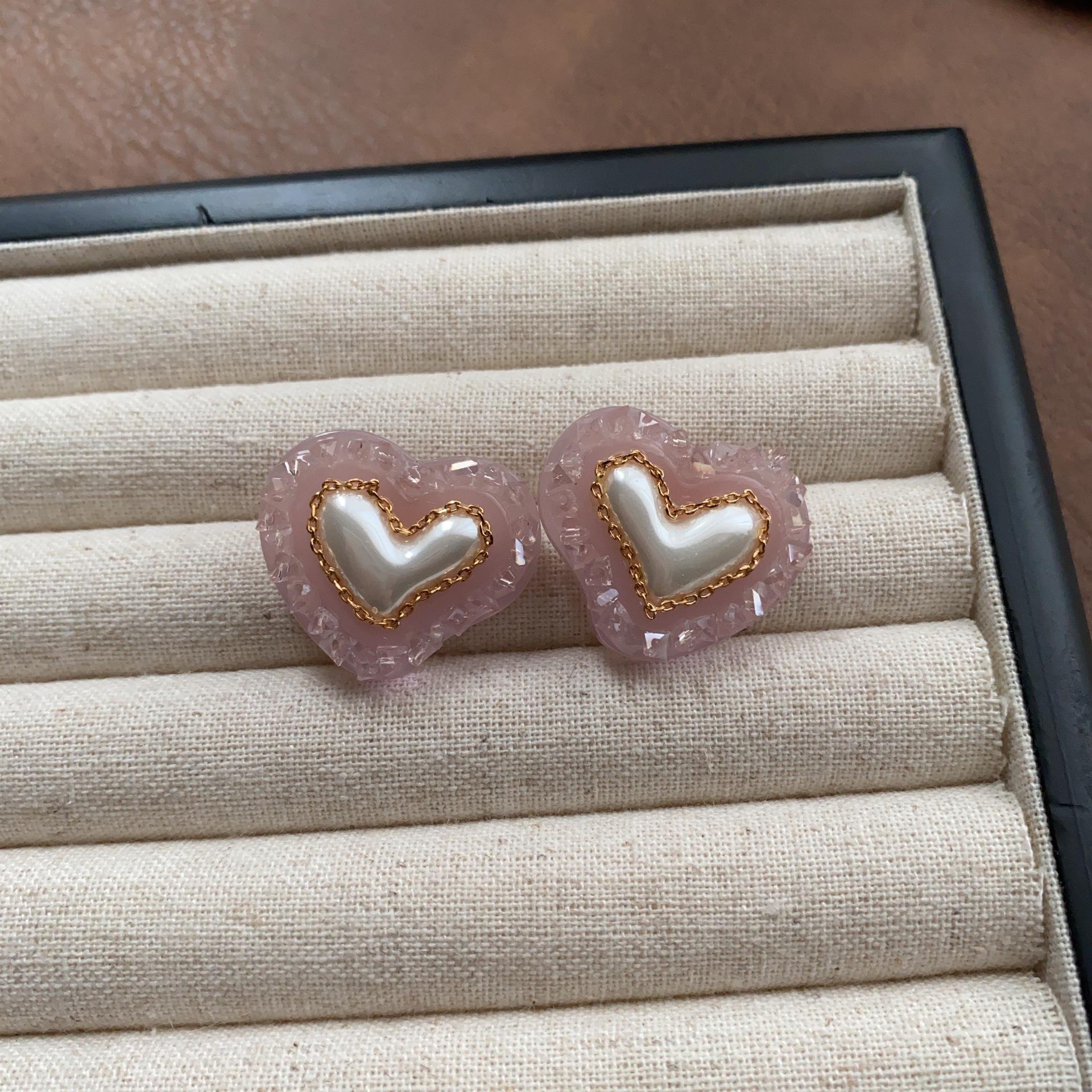 

Pink Romantic Heart Stud Earrings - Exquisite Layered Soft Luxury