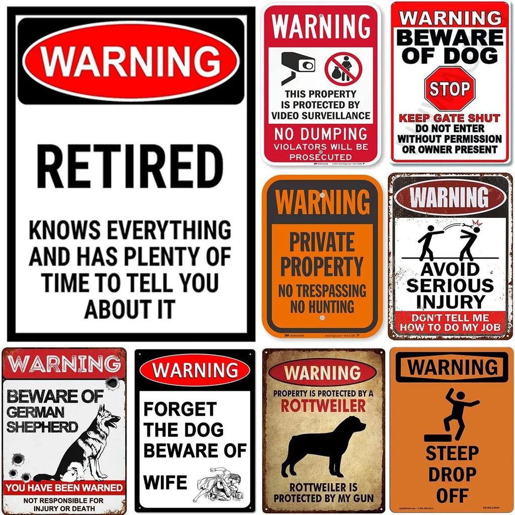 Uwaga na psy Metalowe znaki Plakaty ścienne Tabliczka Znak ostrzegawczy Dekoracja Vintage Malarstwo żelazne do domu Kawiarni Ogrodu Klubu Baru