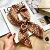 Commuter elegant flower silk scarf women's contrasting color retro printing satin scarf shirt with multi-purpose decorative small scarf