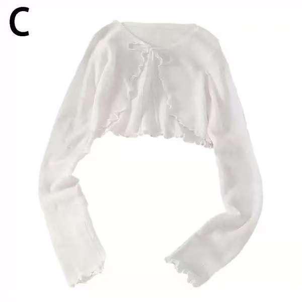 Women’s Lace-Up Ruffled Ice Silk Cardigan - Sun Protection Long Sleeve Chiffon Cover-Up Shawl for Summer