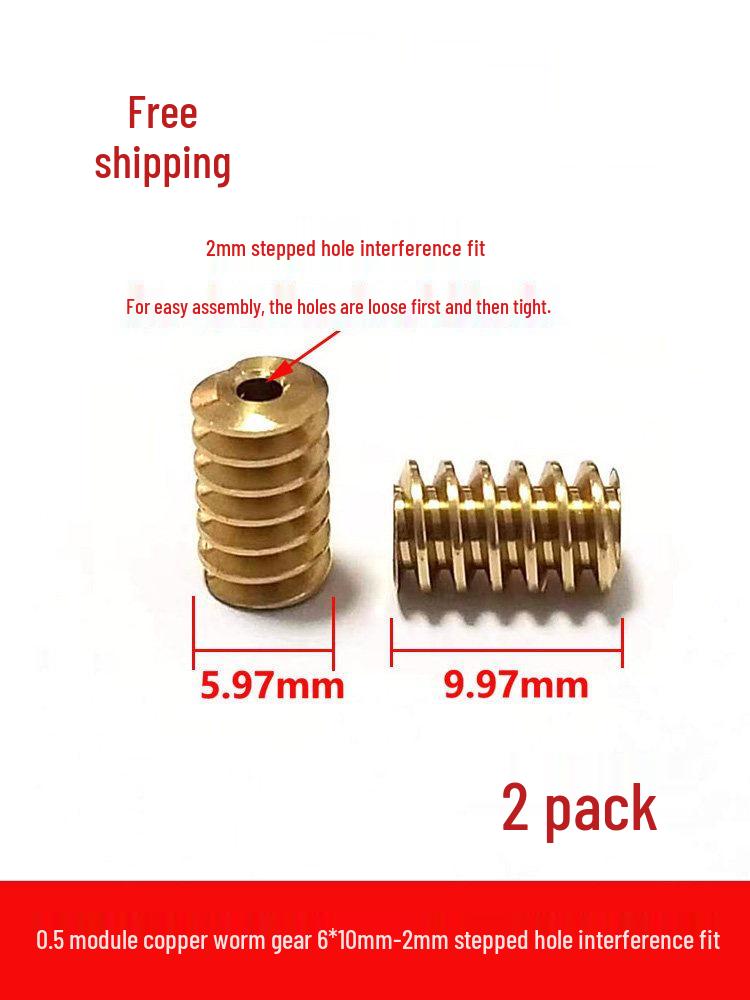0.5 Module Copper Worm Gear Helical Gear with 2mm-3mm Shaft Hole