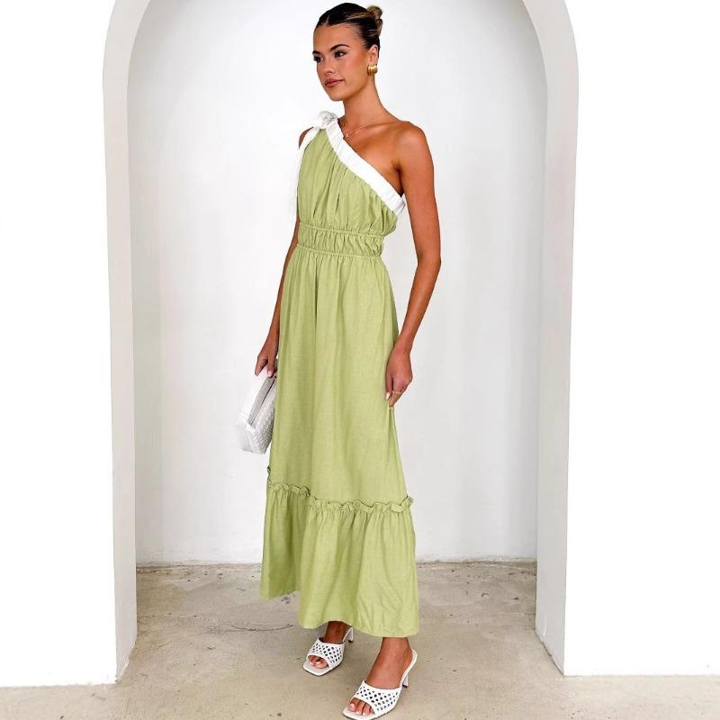 Women's Summer Fashion Casual Lace-up Solid Color Dress