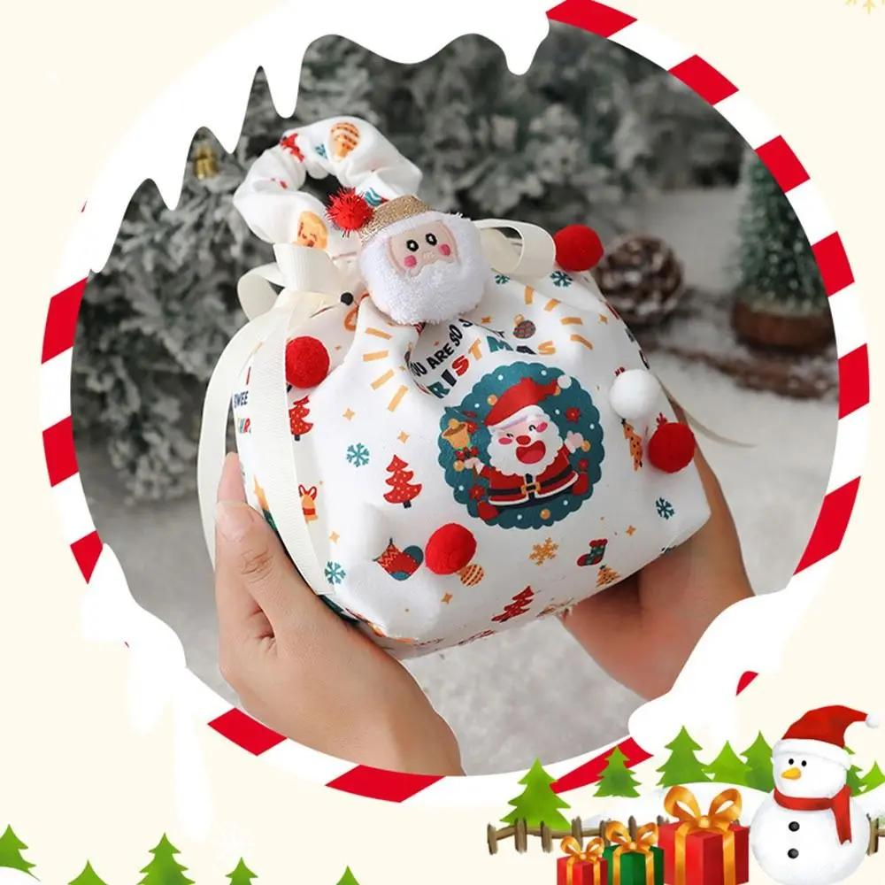 Santa Claus Christmas Eve Snack Packaging Bag Elk Snowman Reusable Christmas Wrapping Bags Xmas Gifts Bags Merry Christmas Decor