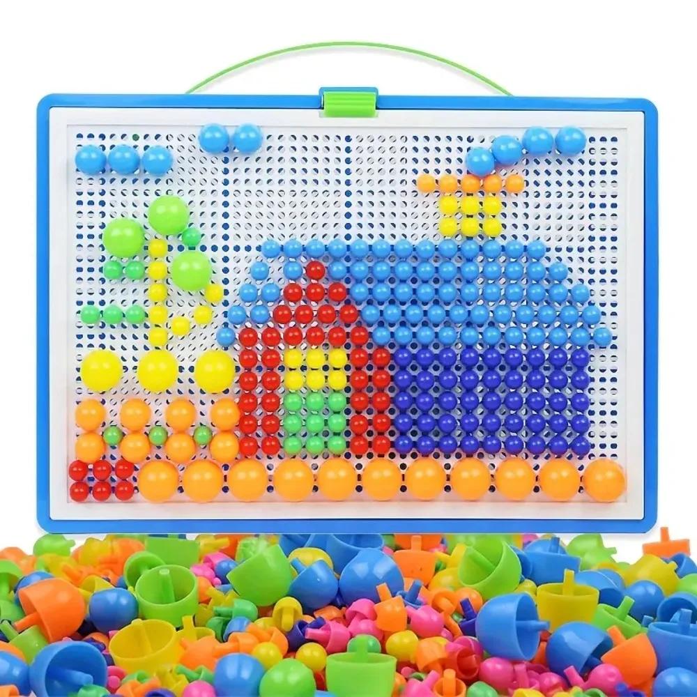 296/592 Stück Pilz-Nagel Bausteine Puzzles, Spiel, Farb-Kognition Intellektuelle Lernspielzeuge für Kinder 3D Puzzle Spiel
