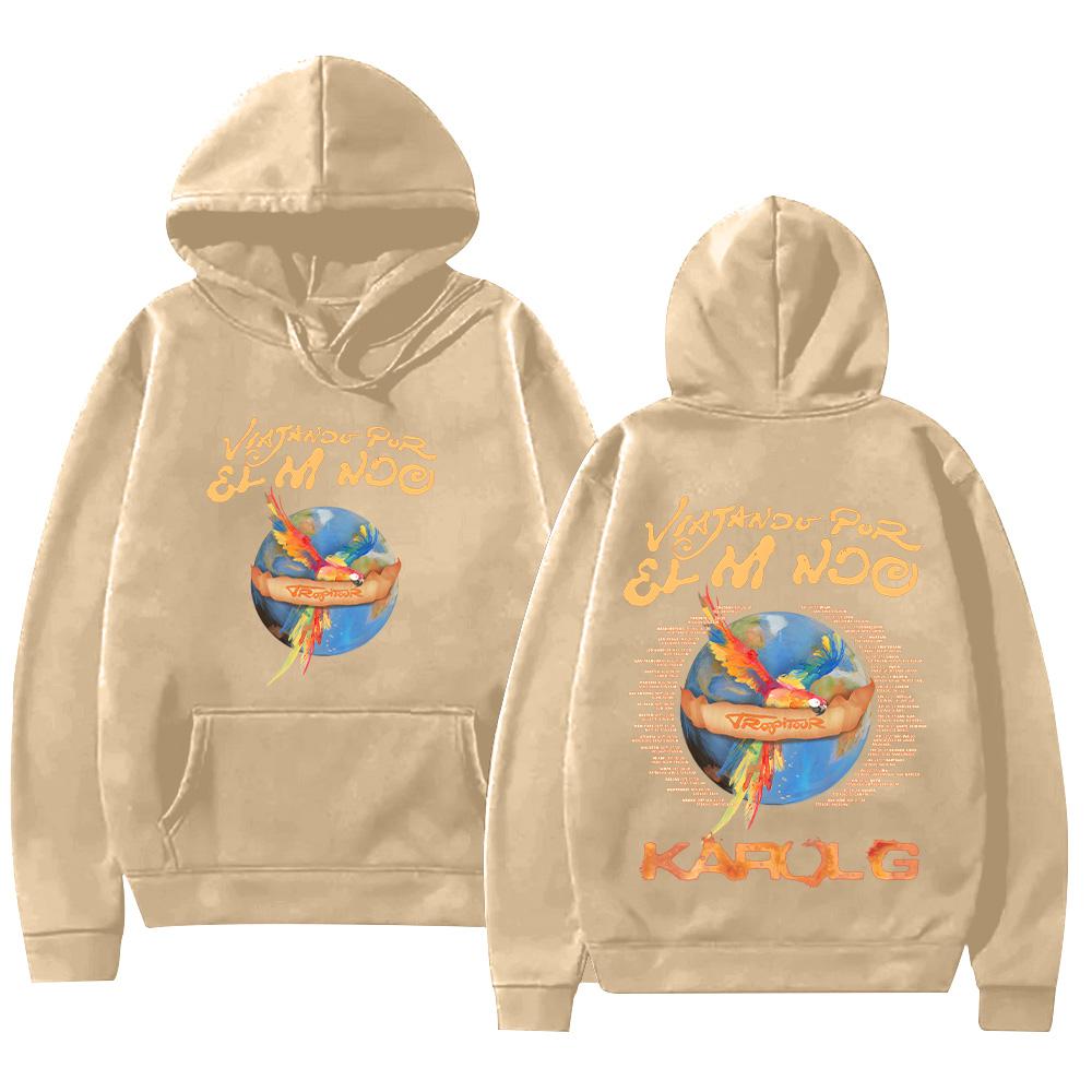 Karol G Viajando Por El Mundo Tropitour Hoodies Long Sleeve High Street Sweatshirts Unisex New Pattern Pullovers