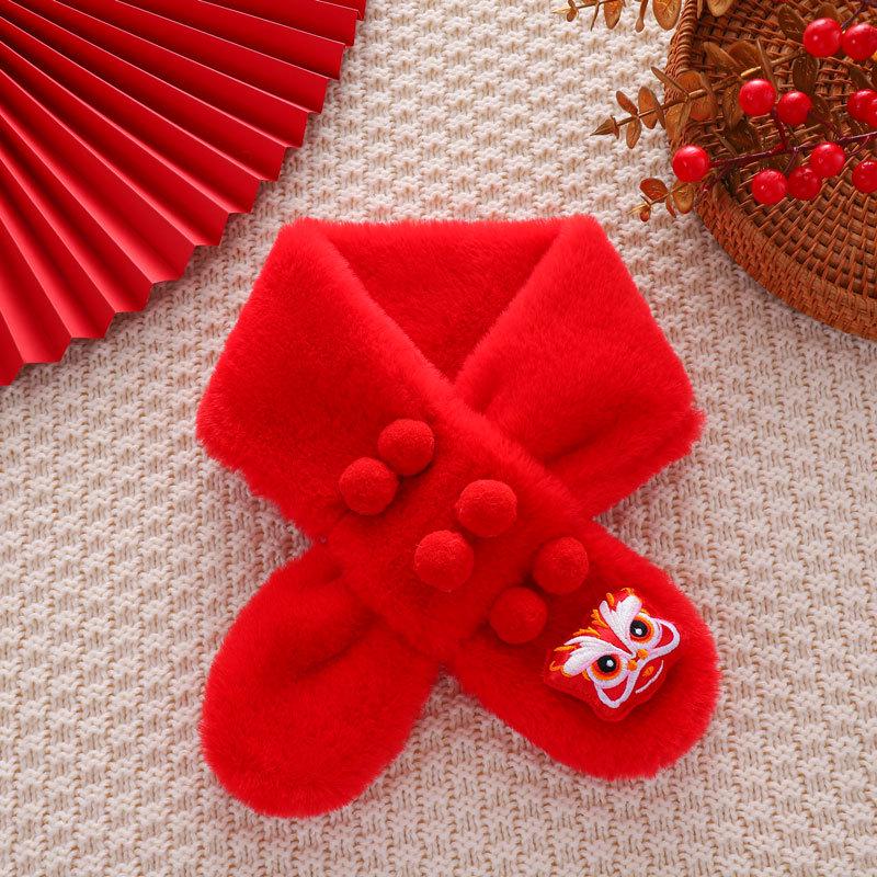 Festlicher Plüsch-Nian-Biest-Schal für Kinder - Dick, warm, niedlich und weicher Halswärmer für Babys