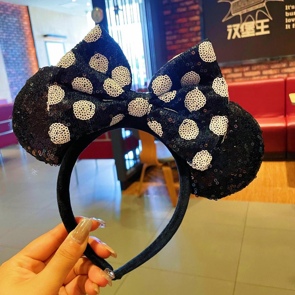 Sparkling Amusement Park Headband Cute High Skull Top Anti Slip Face Wash Bow Headband Headband Hair Accessories for Women