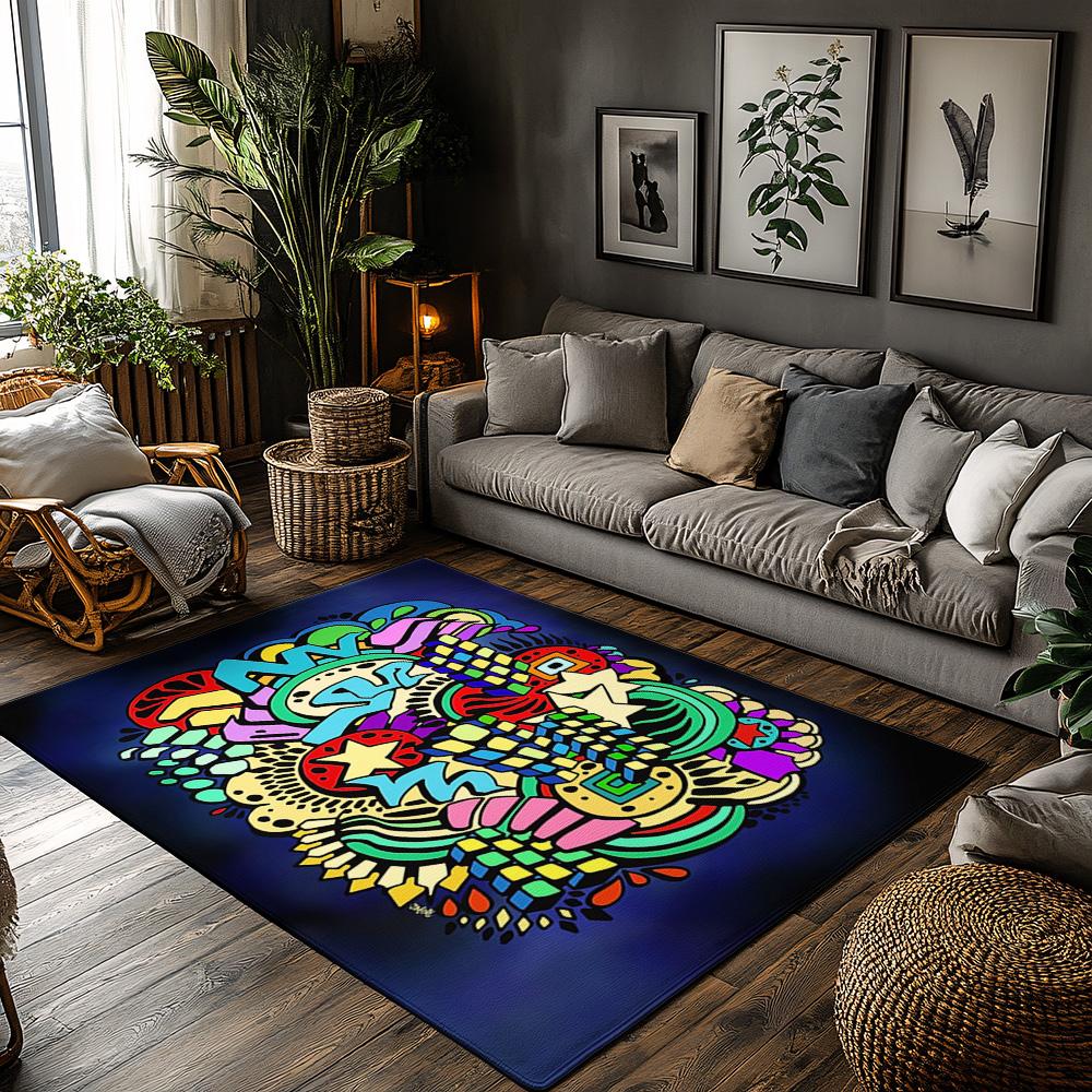 

Unique Bohemian Area Rug Non-Slip Floor Mat Washable Indoor Outdoor Decor Modern Abstract Patterned Home Accent Rug Gift Idea 50x 80cm