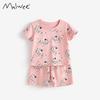 Malwee Girls' Summer Pajama Set: European & American Style, Short Sleeve Top with Elastic Waist Pants