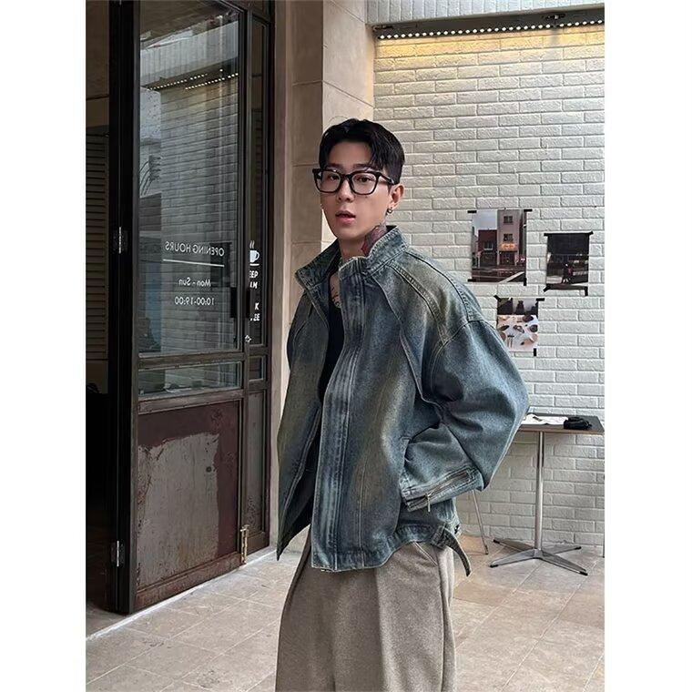 Couples' Retro Patchwork Denim Jacket - Unisex High-End Spring/Autumn Hong Kong Style Coat