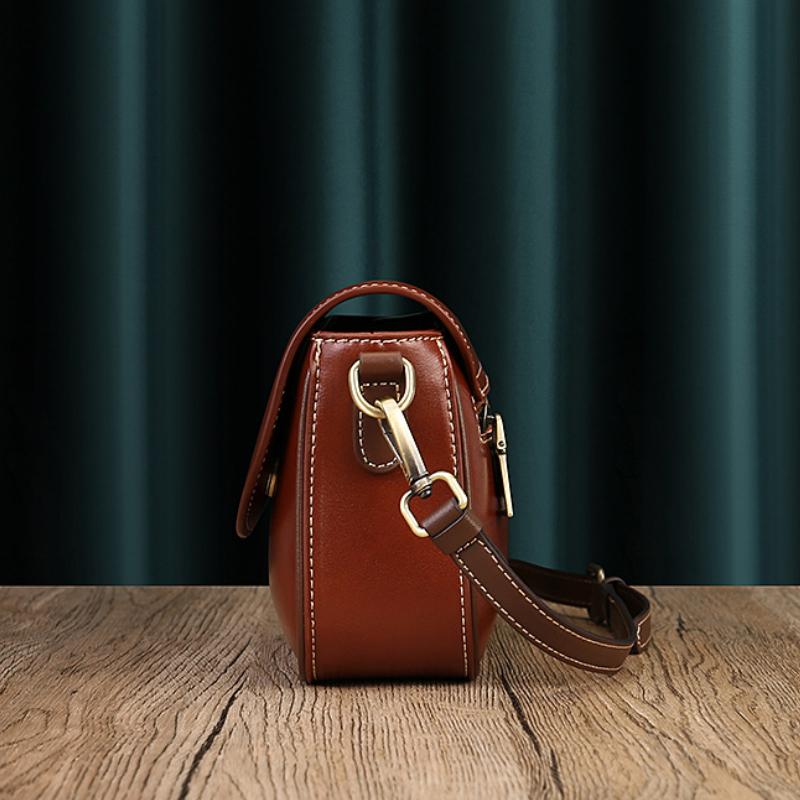 Johnature Einfache Umhängetaschen aus echtem Leder für Frauen, Vintage, weiches, natürliches, echtes Rindsleder, einfarbige Umhängetaschen