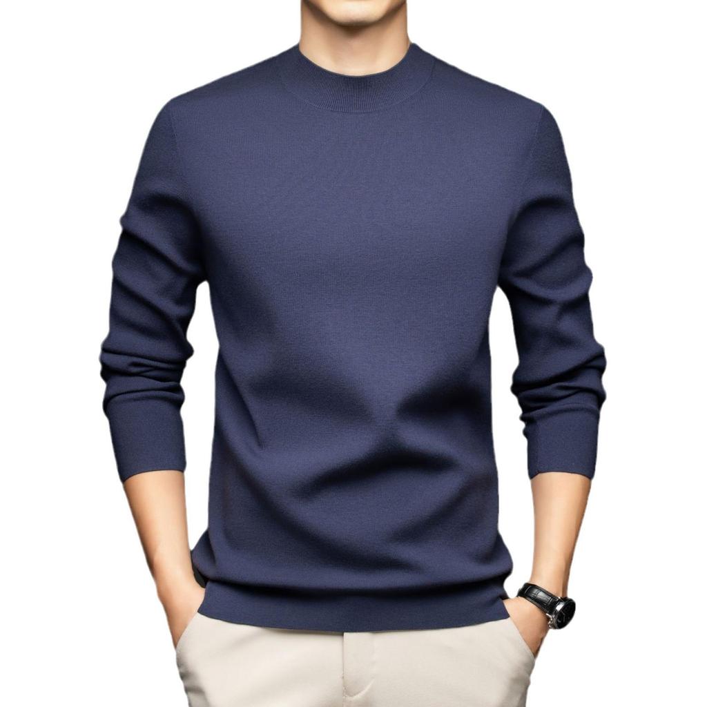 2025 Men's Winter Thickened Sweater: 48ct Fine-Spun, 400g Semi-High Collar, 100% Pure Wool