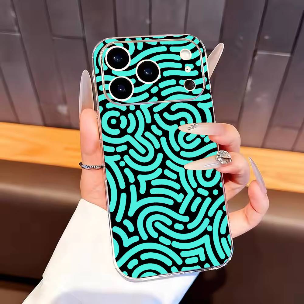 Abstract art line doodles Phone Case For iPhone17,16,15,14,13,12,11 Plus,Pro Max Soft Transparent Cover iPhone17PRO