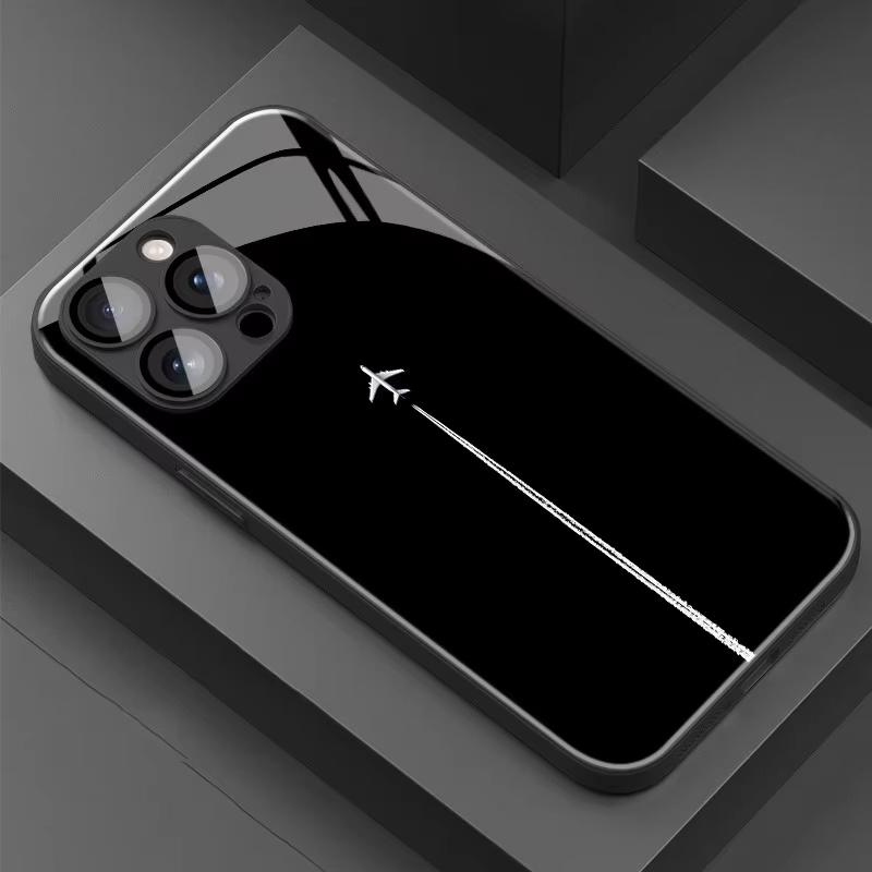 

Закаленное стекло для телефона с рисунком следа самолета в небе Для iPhone 11 12 13 14 15 16 17 Pro Max 17Air 16E 7 8 Plus XR XS X Чехол iPhone Air