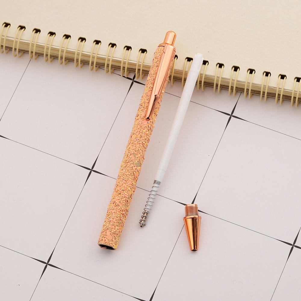 Presse Strass Rose Gold Kugelschreiber Luxus süße Hochzeit Metall Schreibwaren Schule Bürobedarf 4 Stück