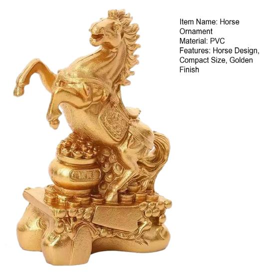 Horse Ornament Golden Finish Versatile Horse Figurine Symbol of Strength Success Zodiac Resin Statue Home Decor
