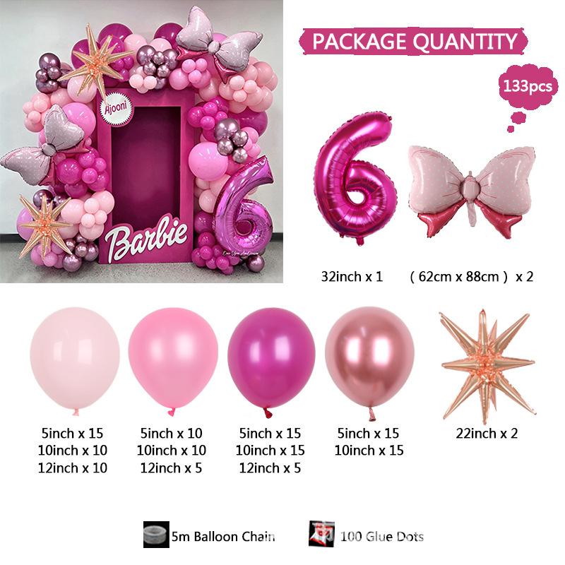 Pink Barbie Serie Schleife 81 cm Rosen-Geburtstagsthema Mädchen Valentinstag Innendekorationsset