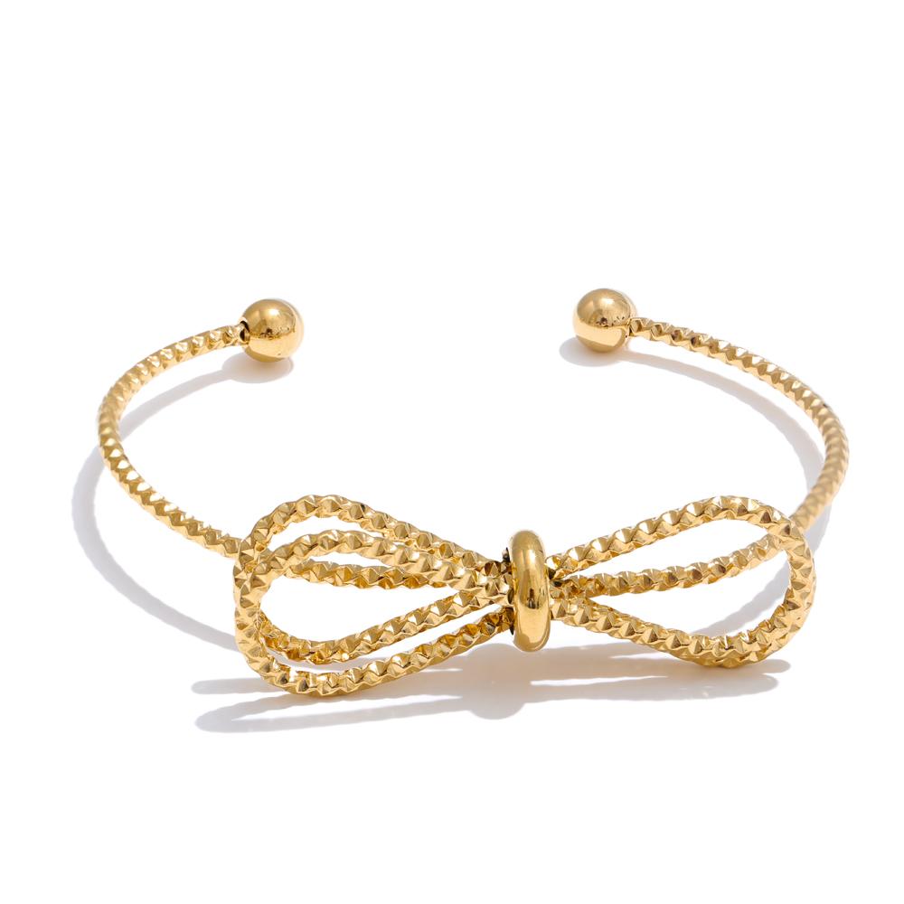 

Yhpup Hot Style Stainless Steel Metal Bow Knot Adjustable Cuff Bracelet Bangle Fashion Jewelry Tarnish Resistant Accessories