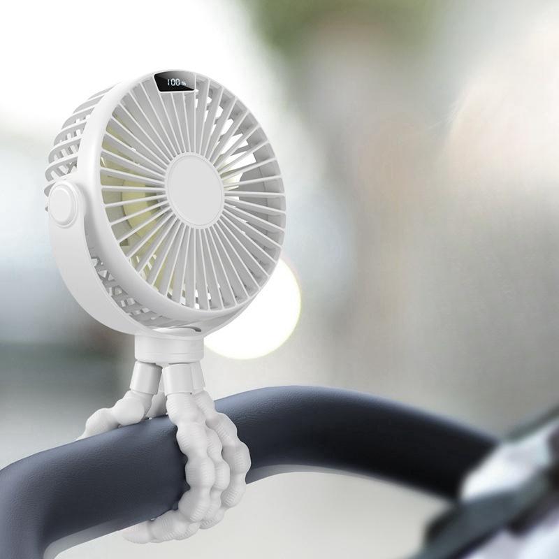Stroller Fan LED Display Portable Flexible Clip Fan Rechargeable Battery Operated Personal Mini Handheld Car Crib For Baby
