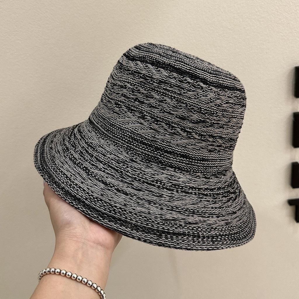 New Korean woven breathable bucket hat women's summer big brim sunshade sunscreen hat temperament versatile basin hat