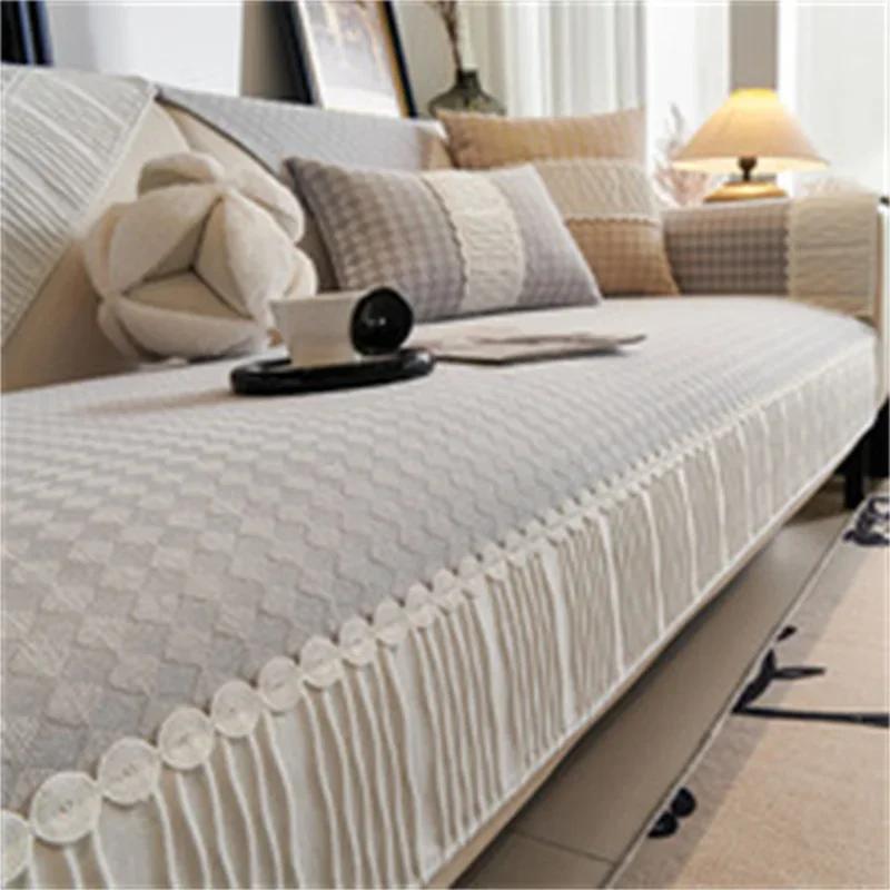 

1 шт. Шенилл Кремовый Стиль Чехол на Диванный Мат Нескользящий Для Домашних Животных Детей Накидка на Диван Все Сезоны Угловая Подушка для Сиденья Дивана для Декора Гостиной A 70x70cm 1pc